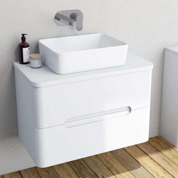 Mode Ellis white wall hung vanity drawer unit and countertop 800mm