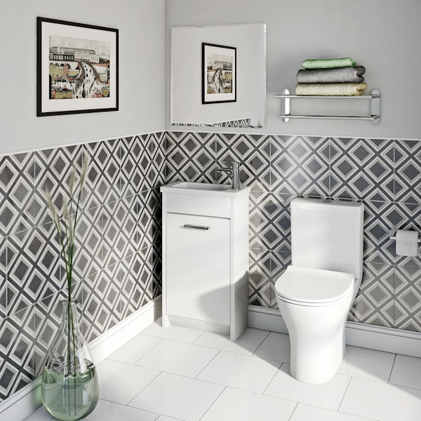 Smart Compact White Unit with Compact Square Toilet