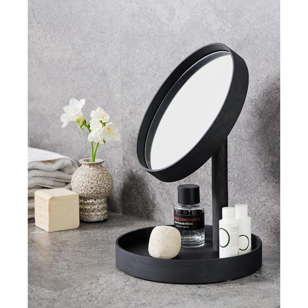 Accents Dark oak compact magnify mirror