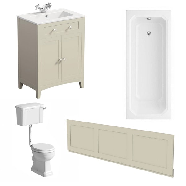 The Bath Co. Camberley satin ivory low level furniture suite with straight bath 1700 x 700mm