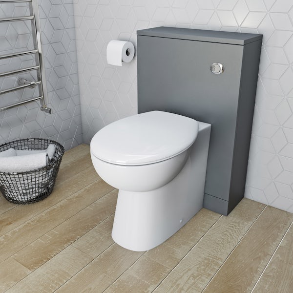 Clarity satin grey back to wall unit and toilet with seat