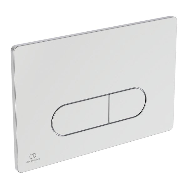 Ideal Standard Prosys 1150mm height pneumatic wall hung frame 120 depth with Oleas P1 chrome dual flush plate