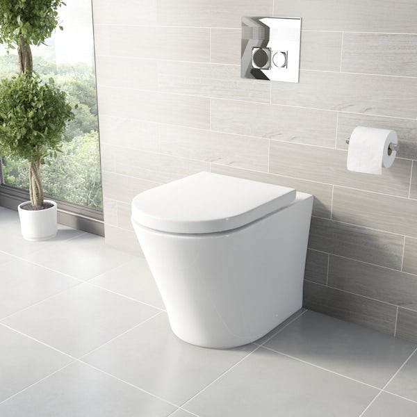Mode Tate back to wall toilet and unit with full pedestal basin suite 550mm