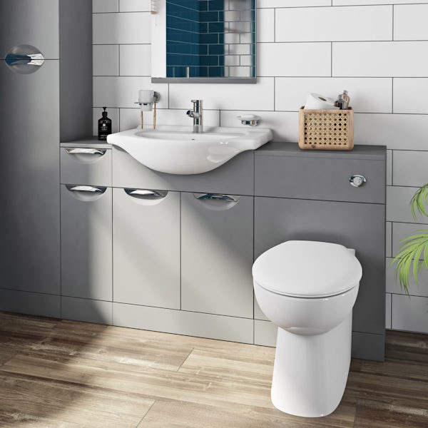 Orchard Elsdon stone grey 1155mm combination with Clarity back to wall toilet and seat