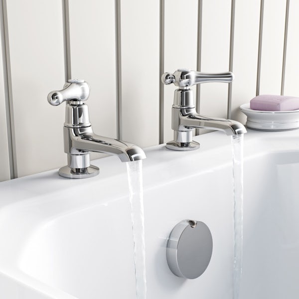 The Bath Co. Camberley lever basin pillar taps offer pack