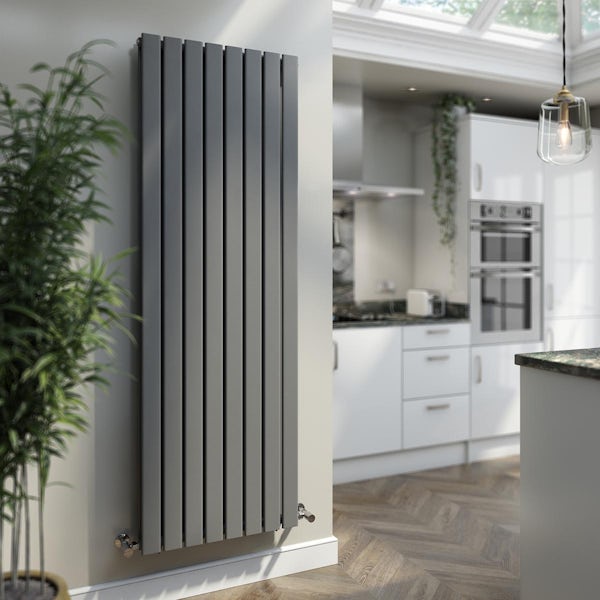 The Heating Co. Bonaire anthracite grey double vertical flat panel radiator