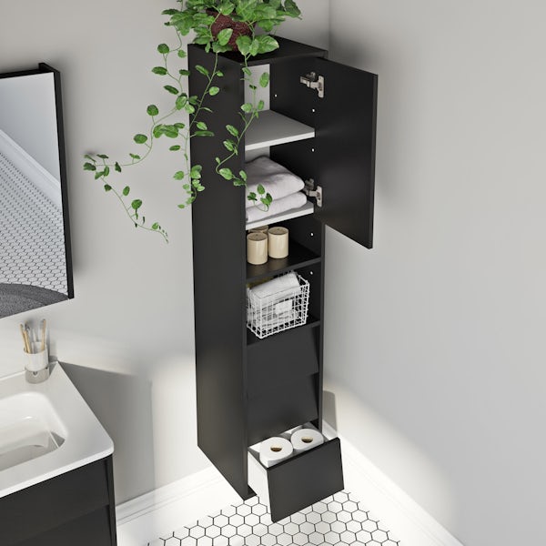 Mode Cooper anthracite black furniture package with vanity unit 800mm