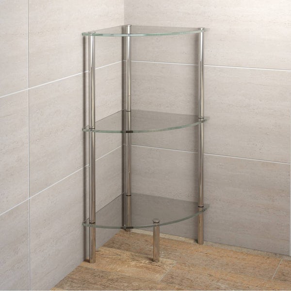 Options Freestanding Quadrant 3 Glass Shelf Unit