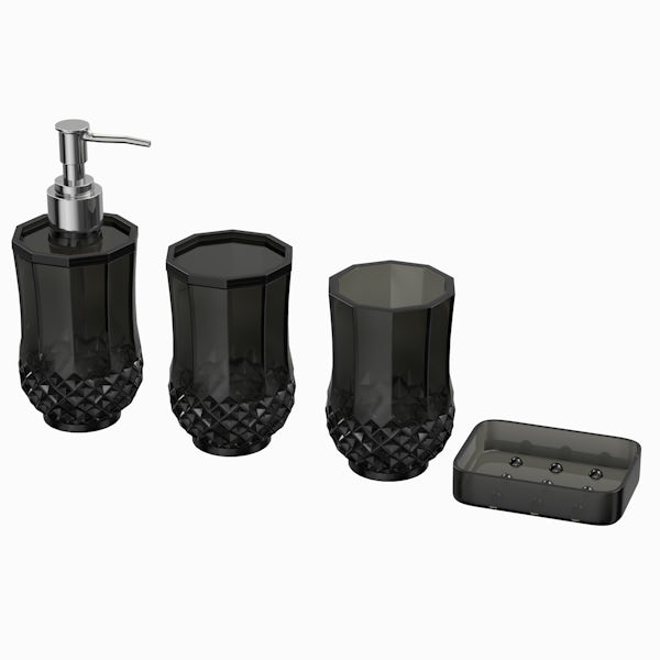 Cristallo black 4pc bathroom accessory set