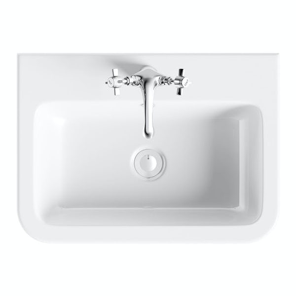 The Bath Co. Dulwich 1 tap hole semi recessed countertop basin 565mm with tap