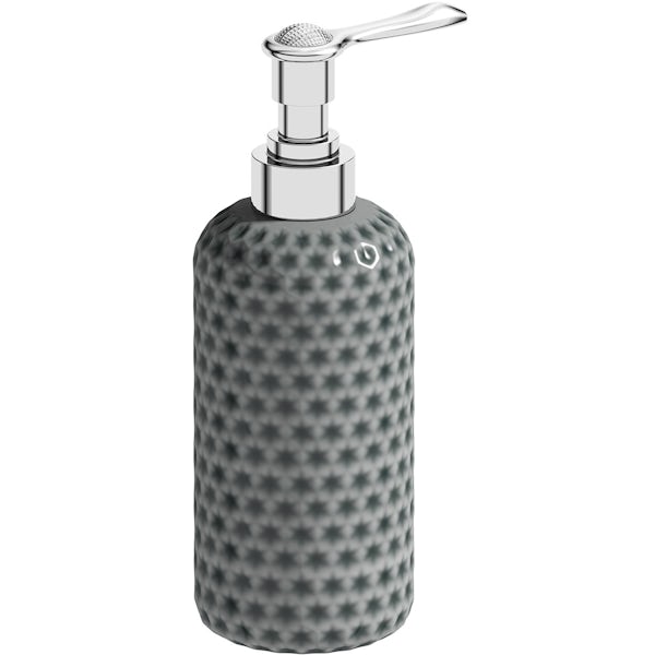 Accents grey polka dot soap dispenser