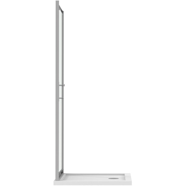 Orchard 6mm pivot hinged glass shower door with silver frame 1850