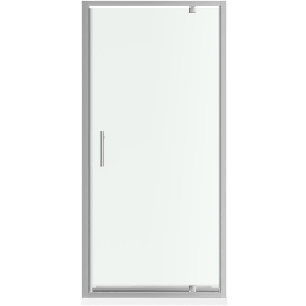 Orchard 6mm pivot hinged glass shower door with silver frame 1850
