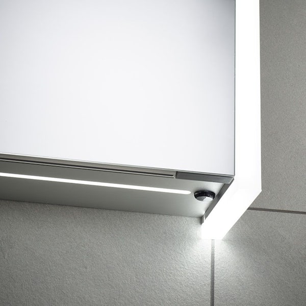 Mode Purcell Bluetooth diffused LED illuminated mirror cabinet 700 x 664mm with demister & charging socket