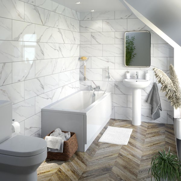Calcolo Kendal white gloss ceramic wall tile 250 x 500mm