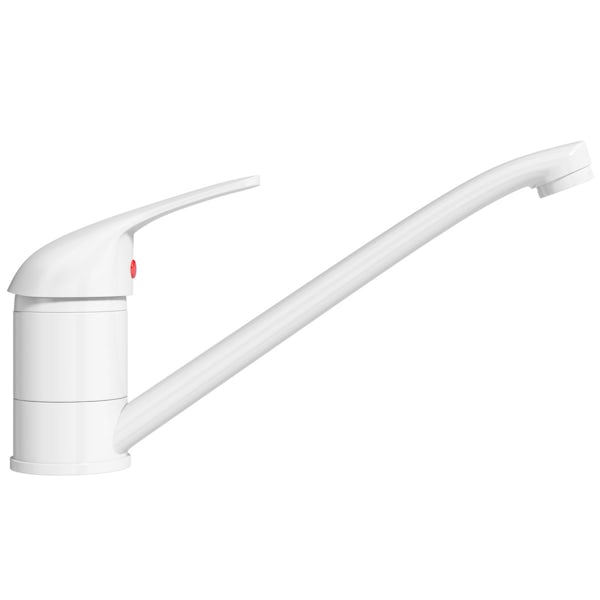 Clarity white single lever kitchen sink mixer tap with swivel spout