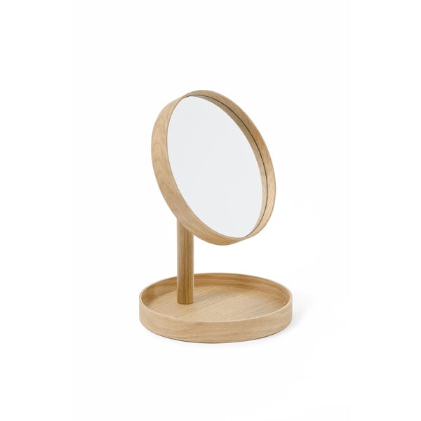 Accents Oak compact magnify mirror