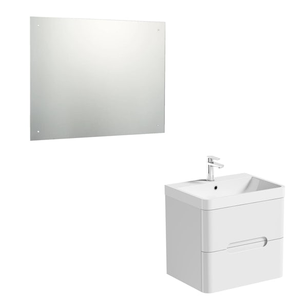 Mode Ellis white wall hung vanity unit 600mm and mirror offer