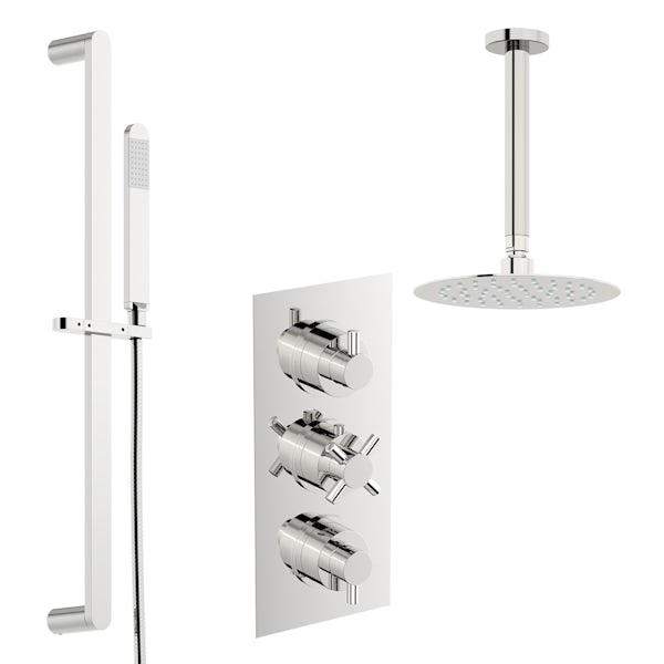 Mode Tate thermostatic mixer shower with ceiling shower and slider rail