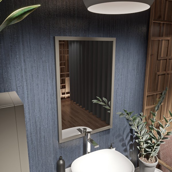 Mode Hale grey-stone matte bathroom mirror 850 x 550mm