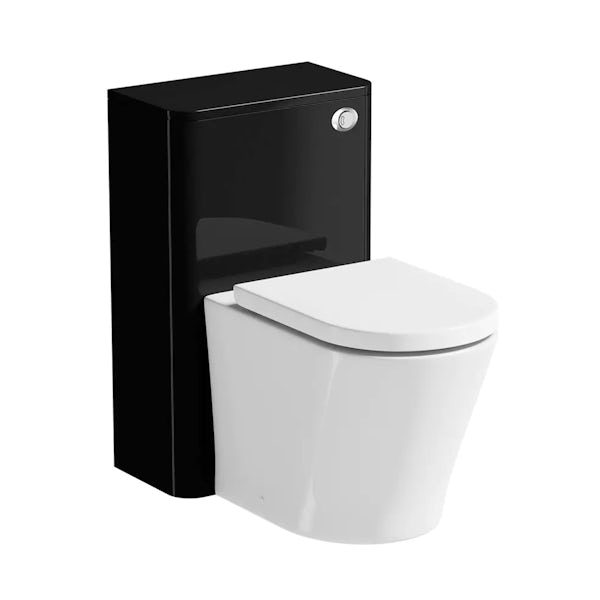 Planet Black back to wall toilet unit with Arte back to wall toilet