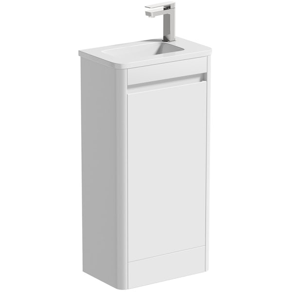 Mode De Gale white cloakroom floorstanding vanity unit and right hand basin 410mm