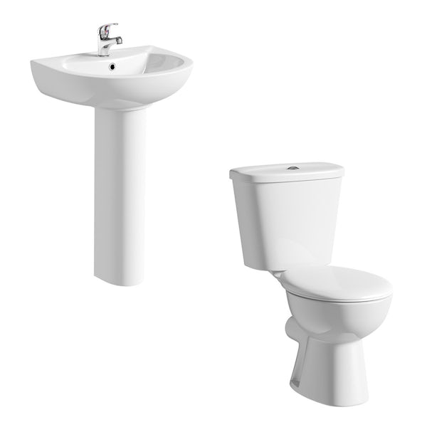 Clarity close coupled toilet suite with full pedestal basin 540mm