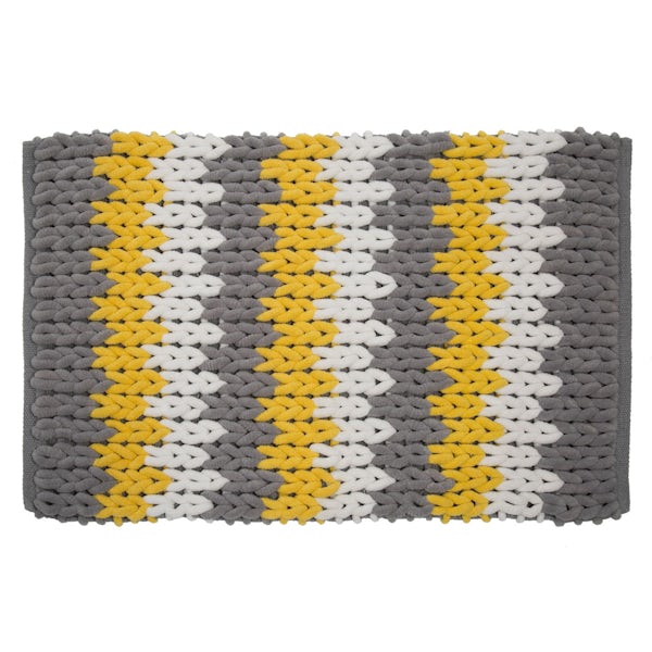 Croydex grey, white & yellow patterned bath mat