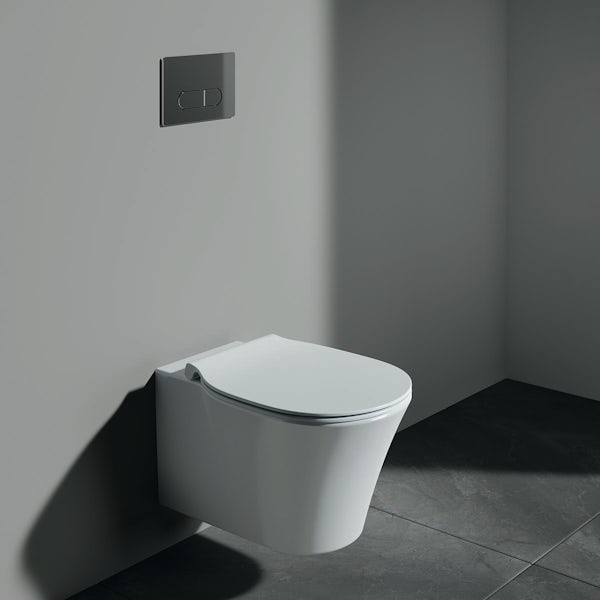 Ideal Standard Prosys 120 depth mechanical cistern with Oleas M1 chrome dual flush plate
