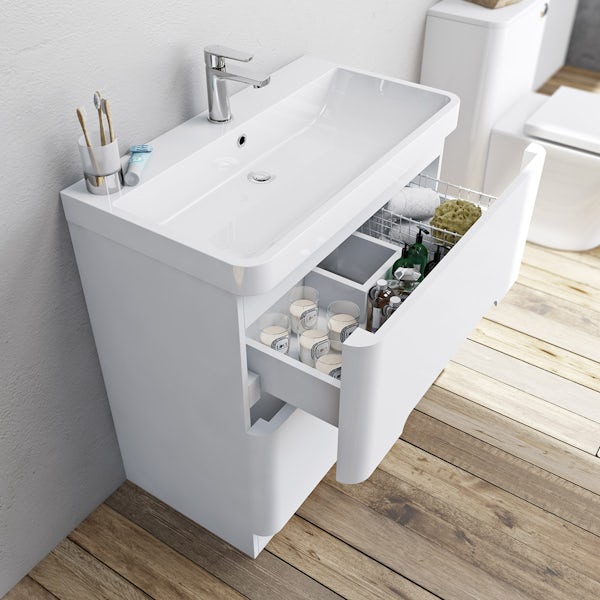 Mode Ellis white floorstanding vanity drawer unit and basin 800mm with tap