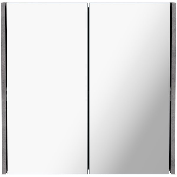 Mode Tate II riven grey mirror cabinet 650 x 650mm