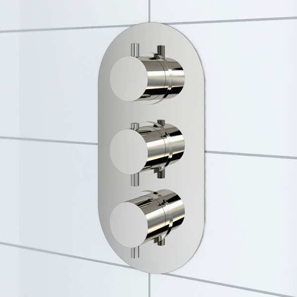 Mode Harrison triple thermostatic ceiling fed shower set with handset and bath filler