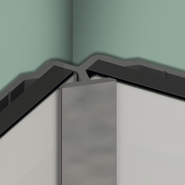 Kinewall chrome L shaped profile for corner mounting