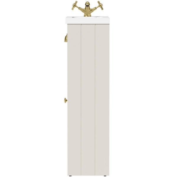 Orchard Dulwich stone ivory cloakroom floorstanding vanity and basin 460mm - brushed brass