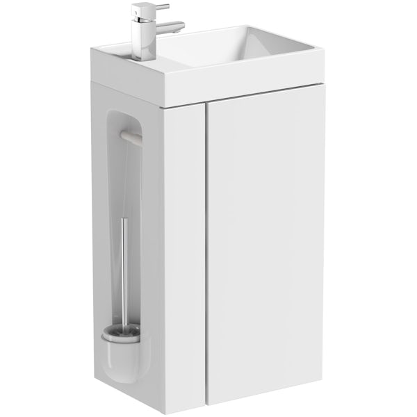 Orchard Compact white vanity unit with toilet roll holder & brush