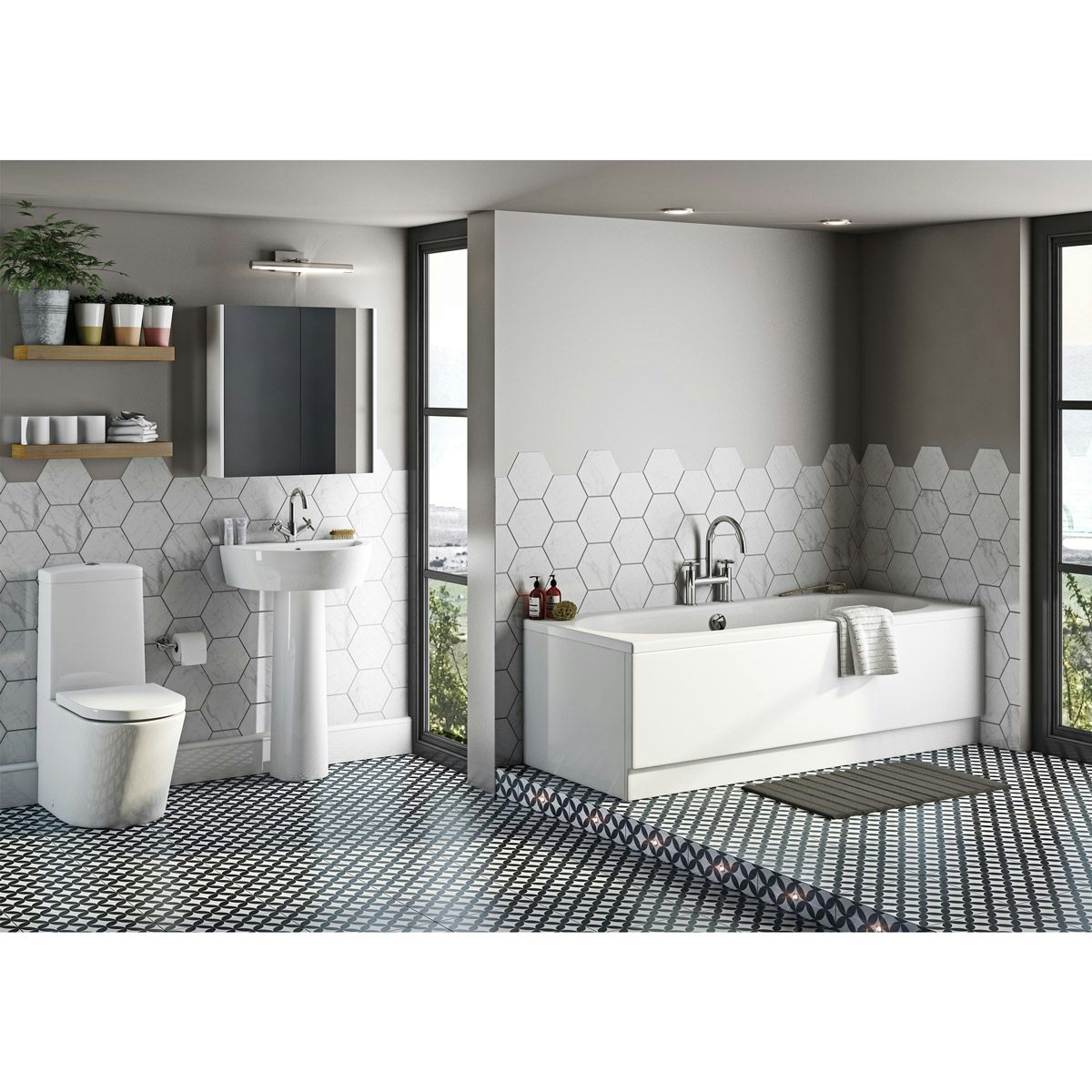 Mode Tate bathroom suite with contemporary double ended bath 1700 x 700