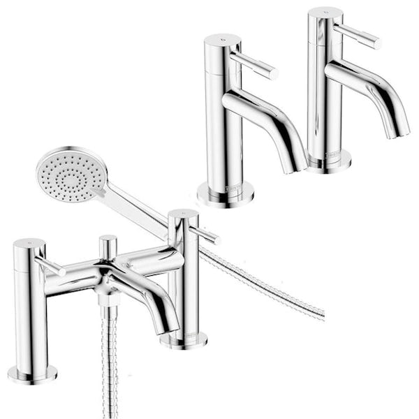 Bristan Mila chrome basin pillar taps and bath shower mixer tap pack