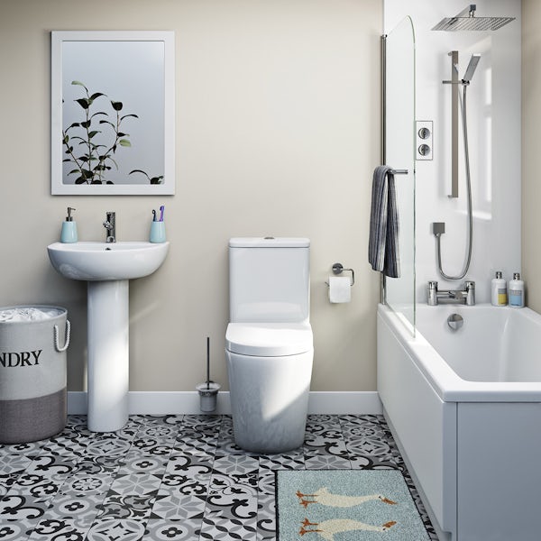 Orchard Contemporary raised height close coupled toilet and soft close seat