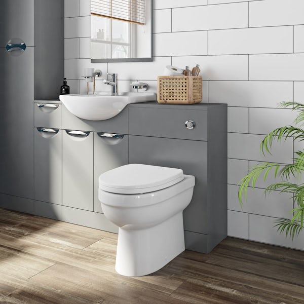 Orchard Elsdon stone grey slimline back to wall unit with Eden toilet & soft close seat