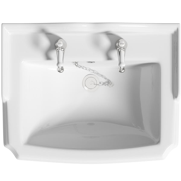 Orchard Winchester 2 tap hole full pedestal basin 600mm with taps