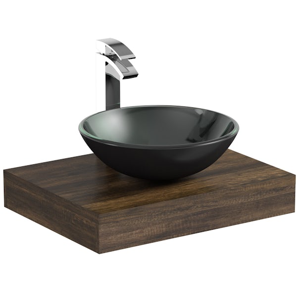The Bath Co. Dalston countertop with Mackintosh black basin, tap & waste