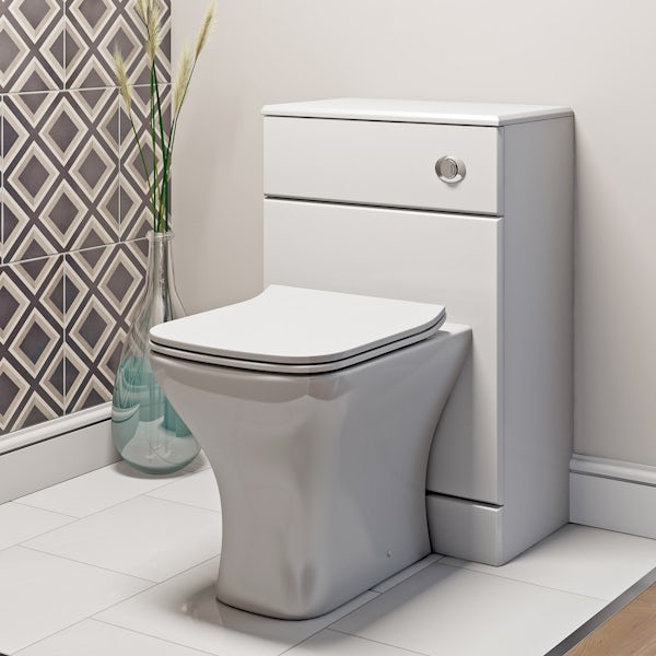 Orchard Derwent square back to wall toilet with soft close seat, concealed cistern and push plate