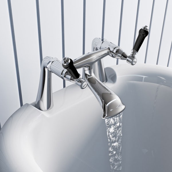 The Bath Co. Winchester black handle basin mixer and bath mixer tap pack