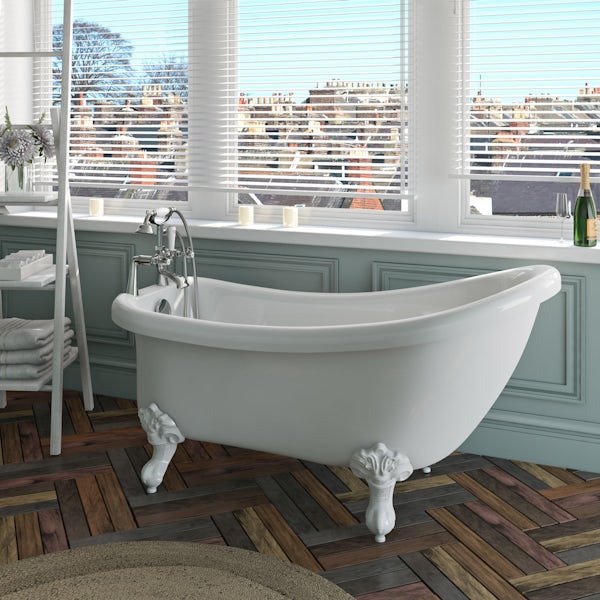 The Bath Co. Winchester roll top bath with white ball and claw feet