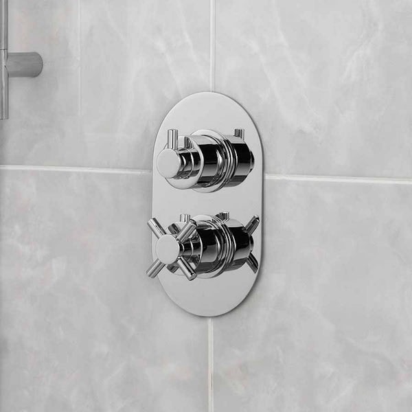 Mode Tate oval twin thermostatic shower valve