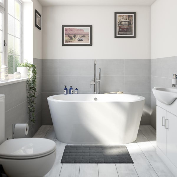 Orchard contemporary freestanding bath with freestanding bath tap