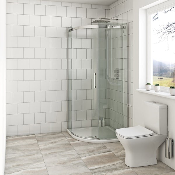 Mode Harrison complete bathroom suite with freestanding bath and enclosure