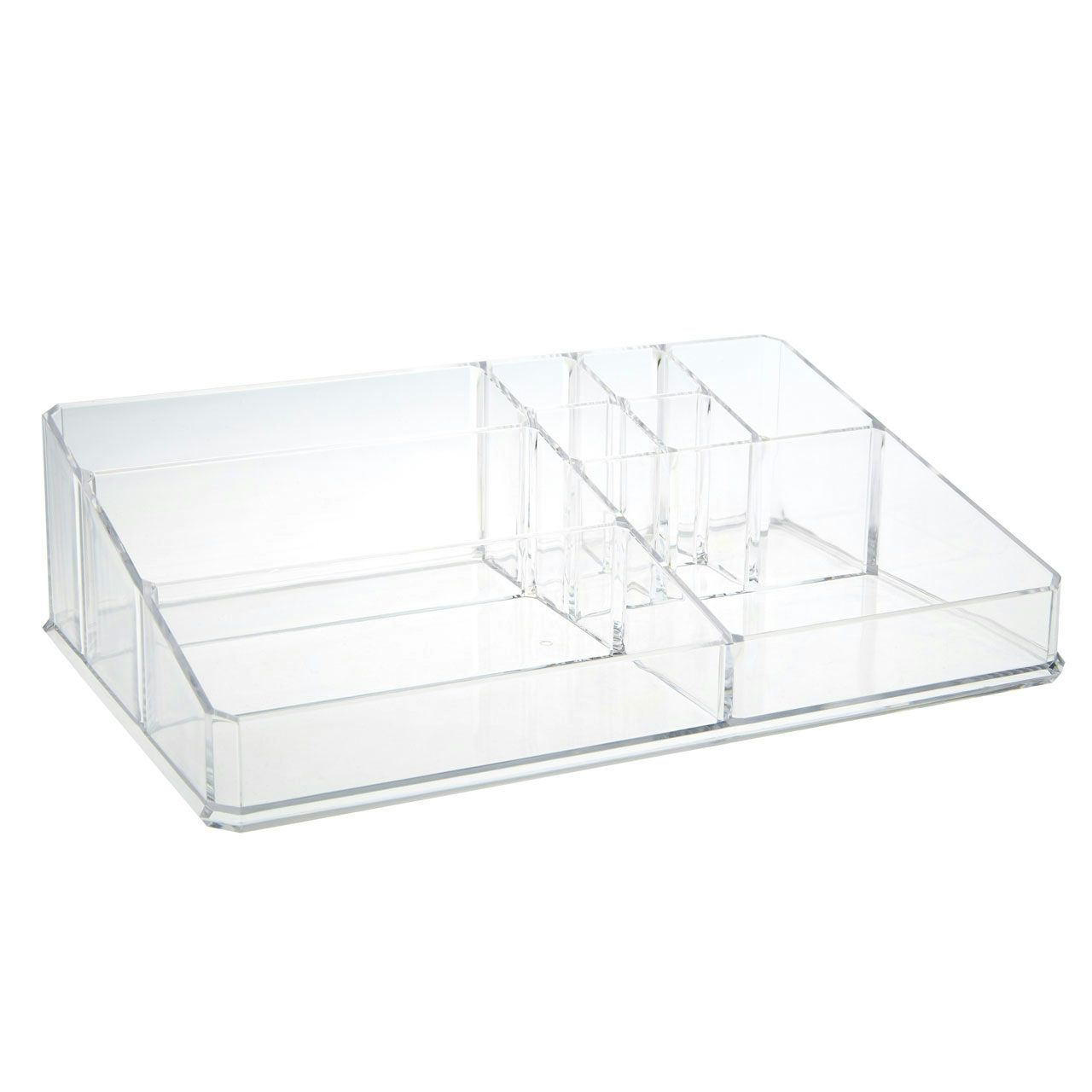 Accents Clear flat cosmetic organiser with 9 compartments