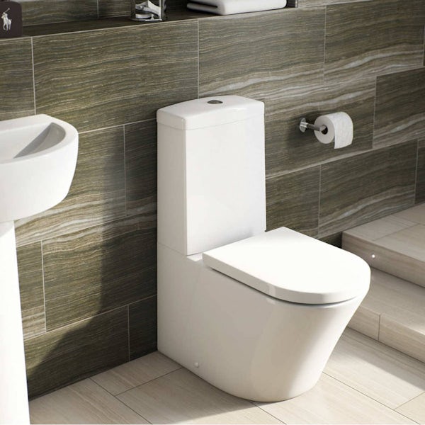 Mode Tate bathroom suite with right handed P shaped shower bath 1700 x 850