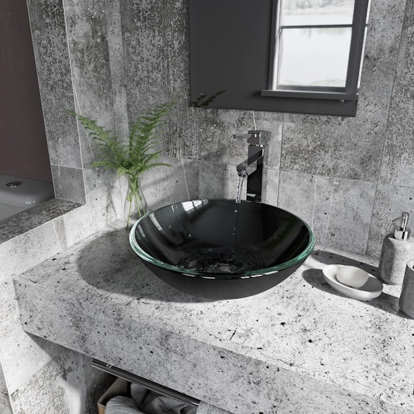 Mode Mackintosh painted black glass countertop basin 420mm